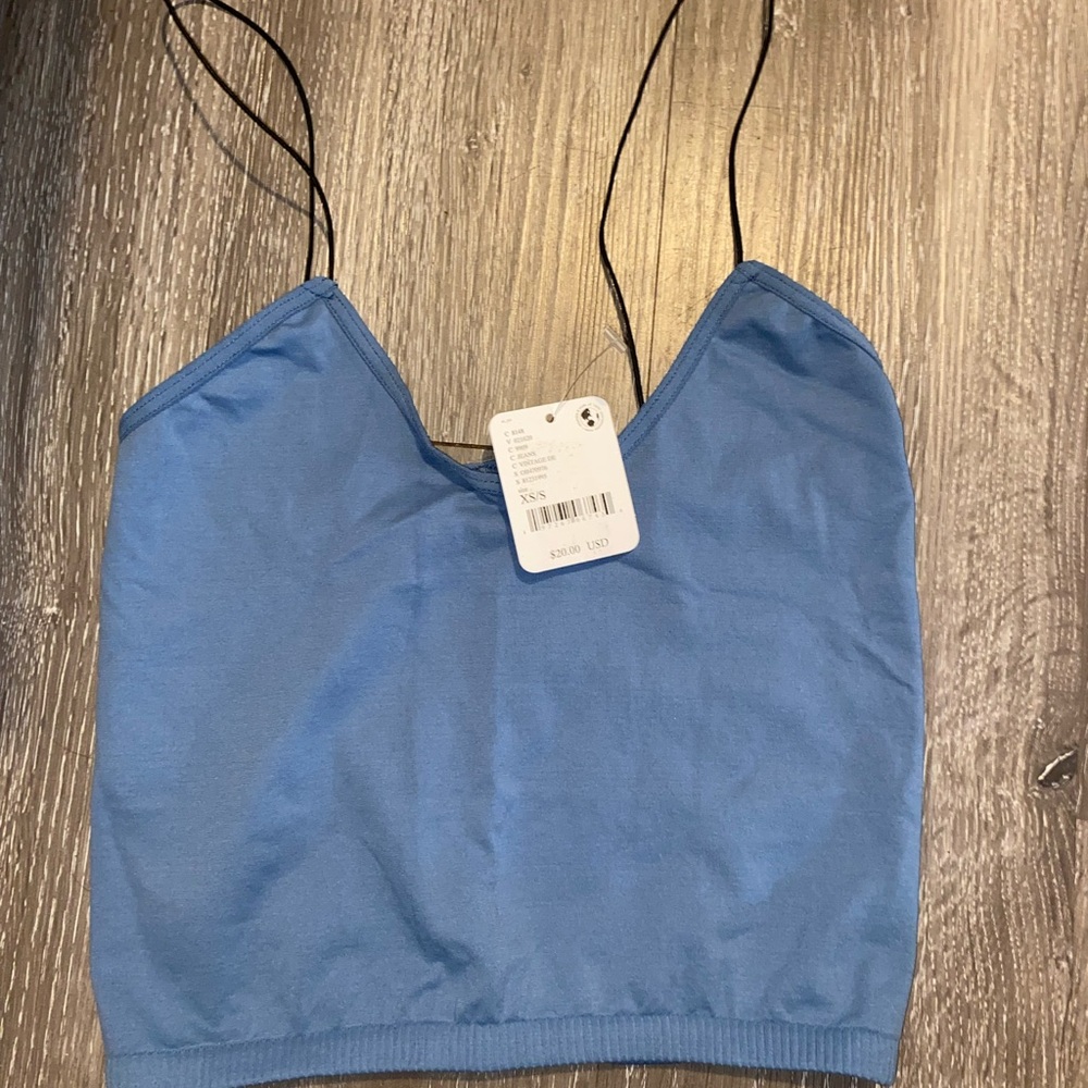 Free People Sky Blue Camisole with Black Straps